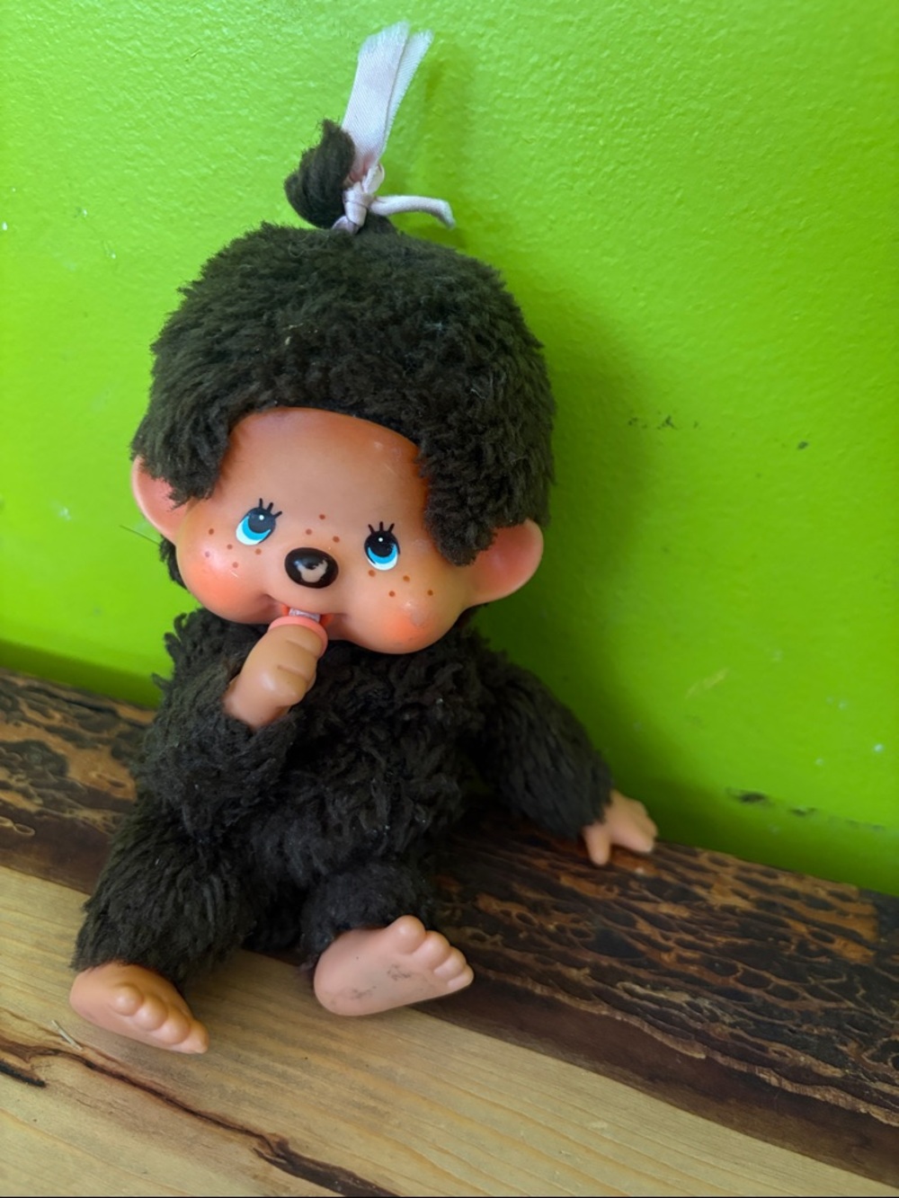 Monchhichi Style Plush Baby Doll - Brown vintage 1980